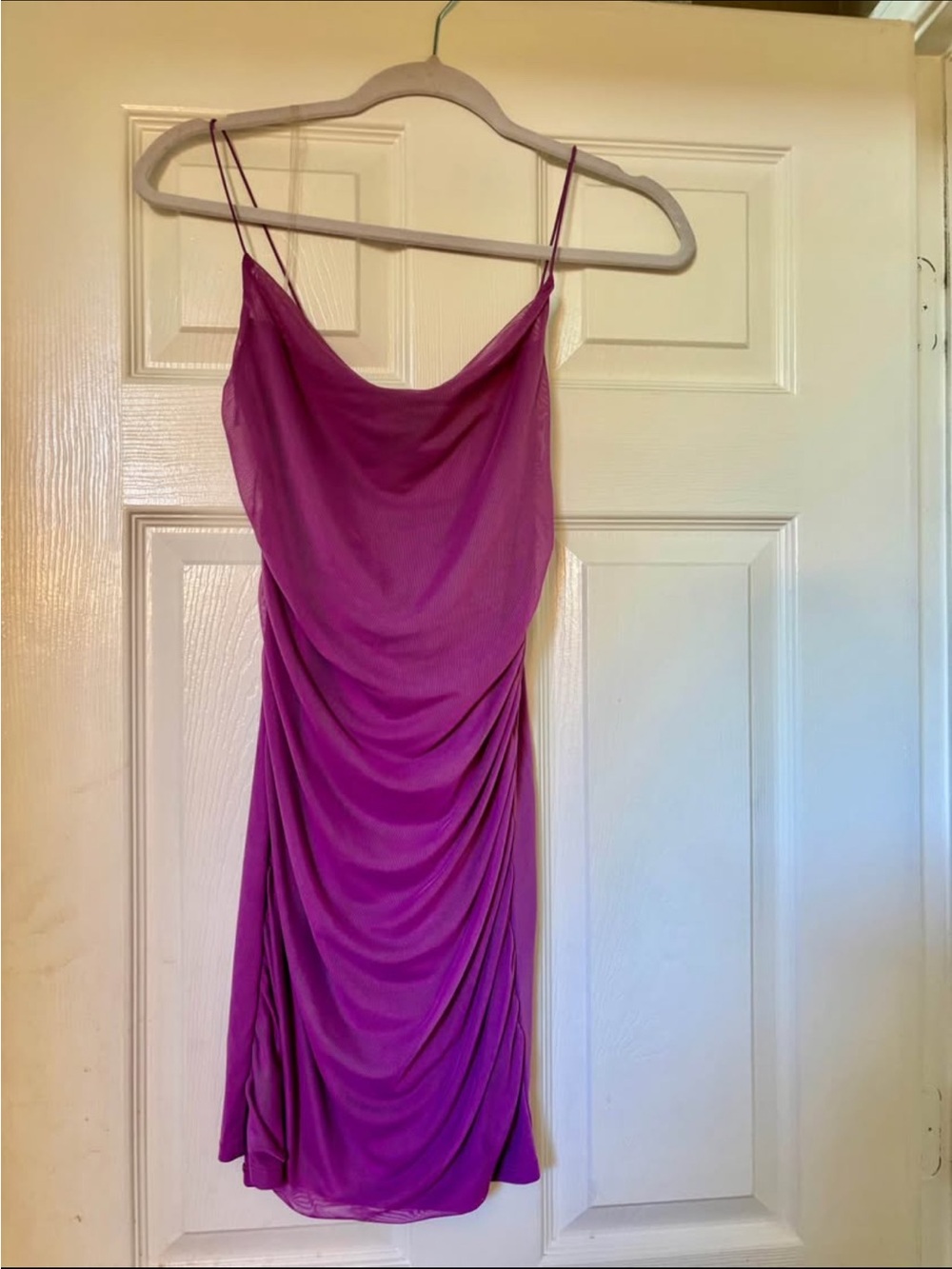 Magenta Slip Dress with Draped Detailing